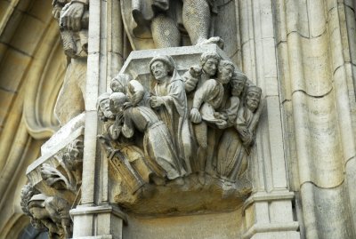 Carvings on the Town Hall walls, Leuven