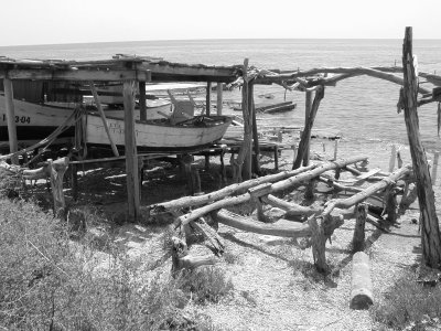 Weathered Boat Huts near Insotel Club Formentera Playa (30/6)