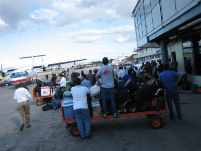 the acutal airport building is CLOSED due to damage