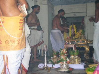 Tirumanjanam on progress.JPG