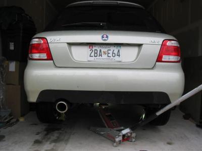 Rear view, STi muffler