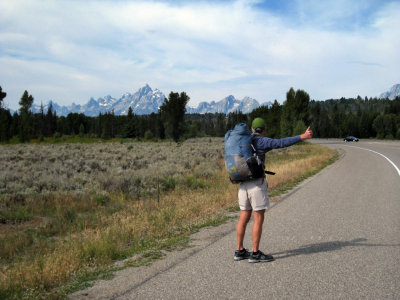 Hitching near Jackson Wyoming