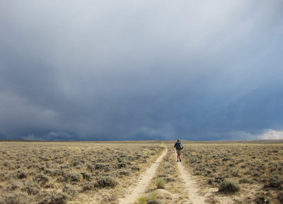 Hiking into storms, Great Basin