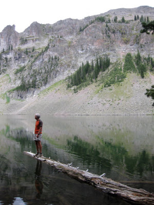 Brian about to dip in Crescent Lake, Yellowstone NP