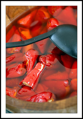 Red peppers in oil