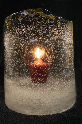 A candle in  ice