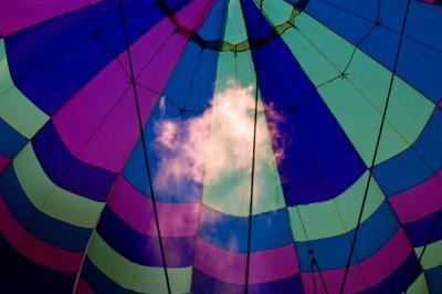 Flaming the canopy of a hot air balloon
