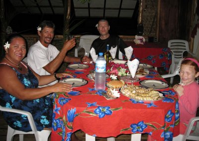 Dinner at Valentine and Gaston's (Toau atoll, Tuamotus)