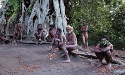 Chilling in the nakamal (men's house) - Yakel, Eastern Tanna