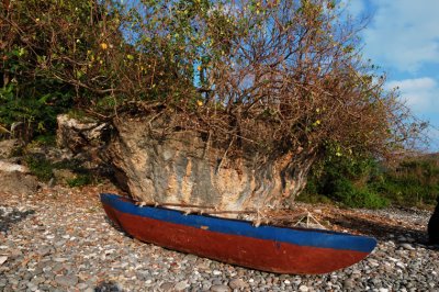 Drying a canoe - Dillon's Bay, Eromango
