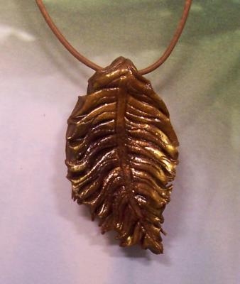 Simple Brown and Gold Leaf Necklace 100_2979