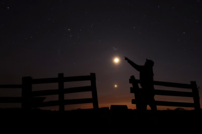 Self Portrait with Moon, Venus, and the Pleiades