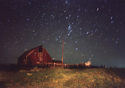 Star Trails Over Barn