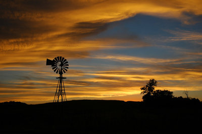 Windmill Sunset (Composition #1)