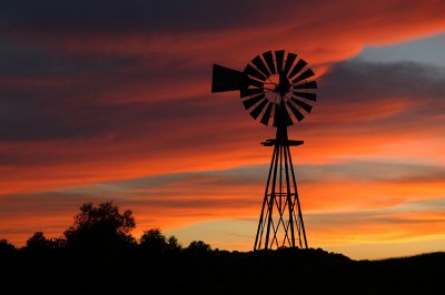 Windmill Sunset (Composition #5)
