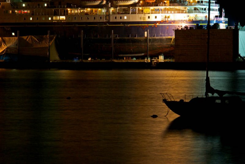 Drydock at night