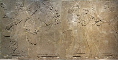 Assyrian Relief: King and Eunuch Attendant