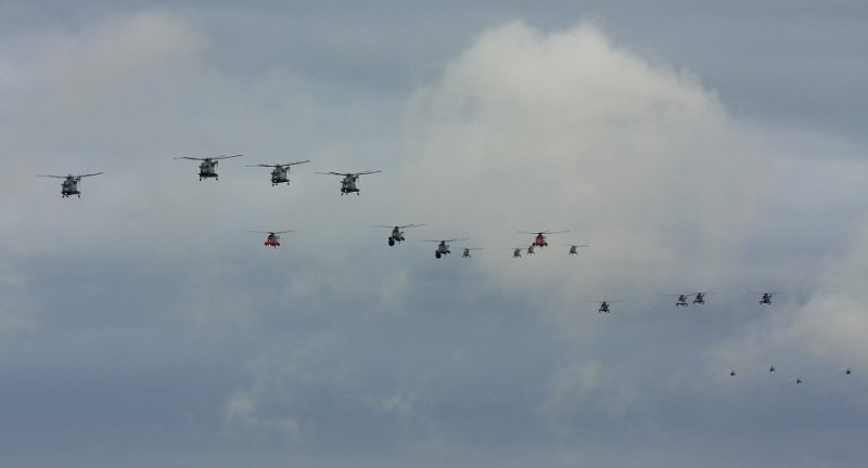 A mass flypast of helicopters opening 2009 the display