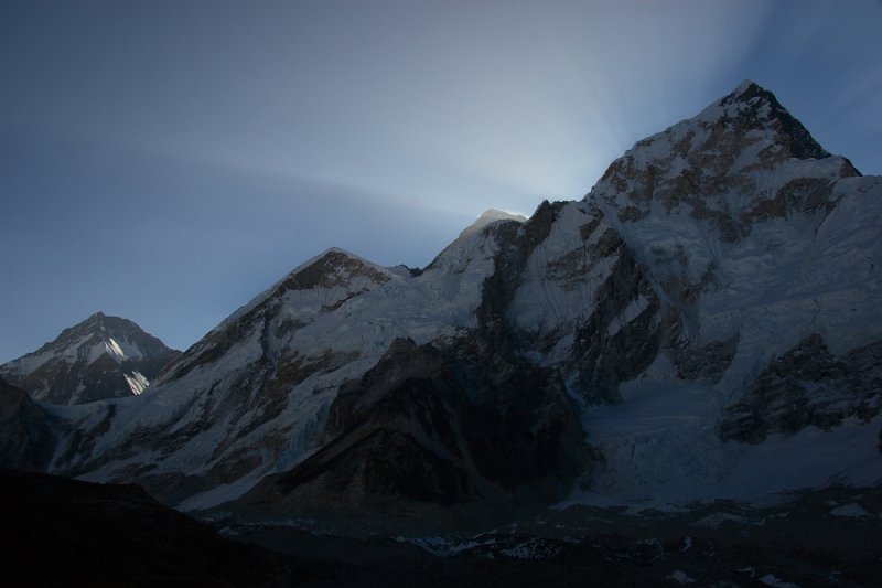 Sun rising behind Nuptse (7861m, 25,791ft)