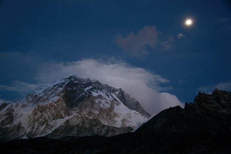 Nuptse and moon, from Lobuje