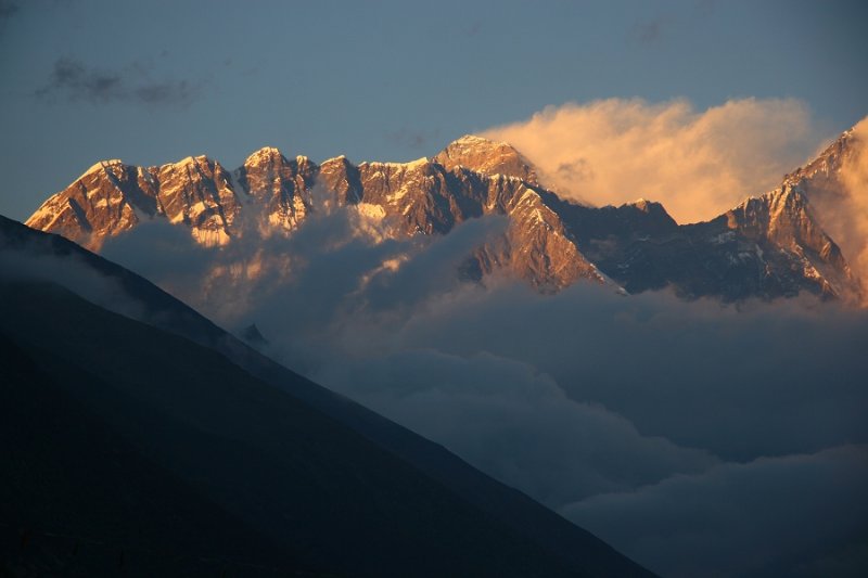 Lhotse wall and Everest, Tengboche evening