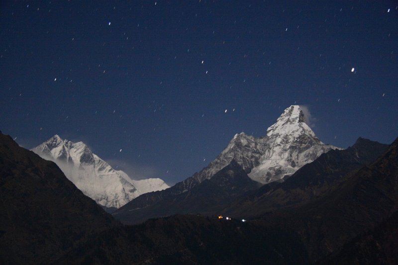 Lhotse and Ama Dablam by moonlight