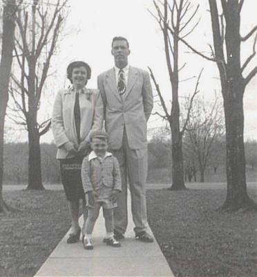 Steve Cavanah with Mom and Dad. 1954