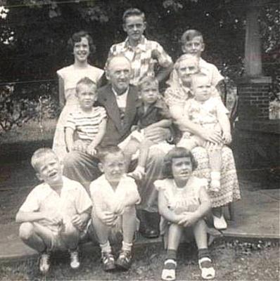 Steve Cavanah setting on Granny Jones lap. The Jones Family. 1950