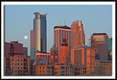 The Moon Setting Behind Minneapolis