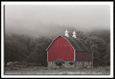 Barn in Morning Fog