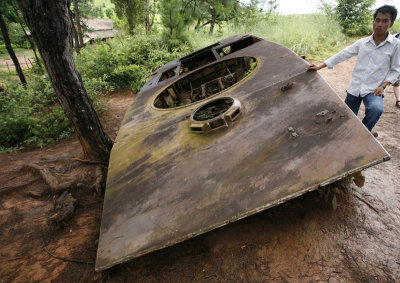 Remains of small destroyed tank, Phonsavan, Xieng Kouang, Laos