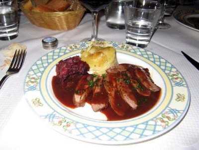 Duck breast with cassis sauce