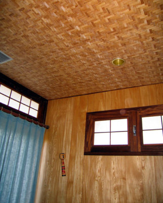 Room with bamboo ceiling