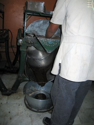 Chocolate being processed