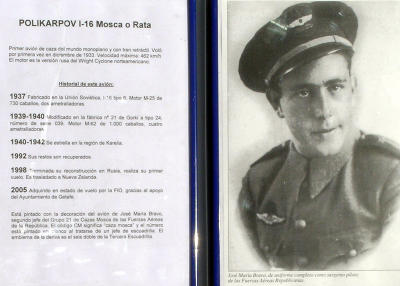 Cronologa del Polikarpov I - 16 y Fotografa de Jos Mara Bravo, piloto de las Fuerzas Areas Republicanas
