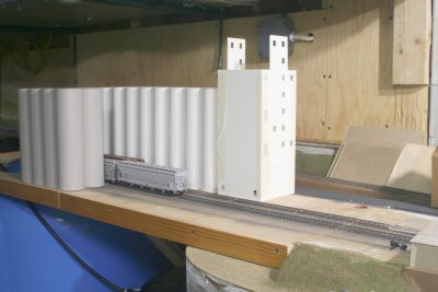 Various grain terminal elevator mock-ups.