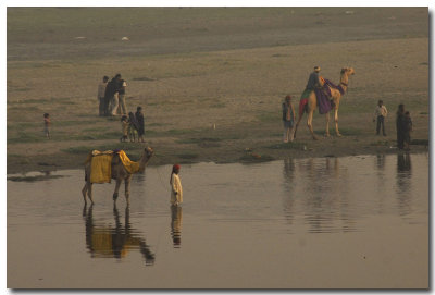 Agra: rivre Yamuna  dans la brume