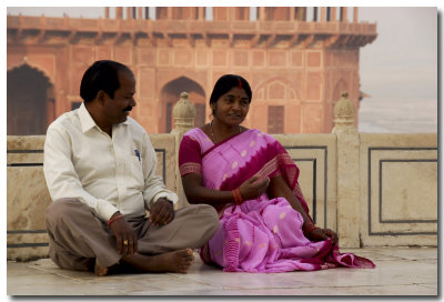 Taj Mahal: couple indien