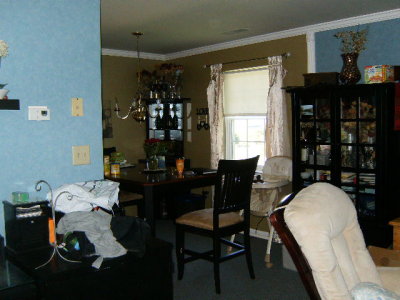 Eat-in area from living room, top of stairs