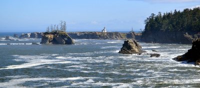 Cape Arago Lighthouse and rugged coast