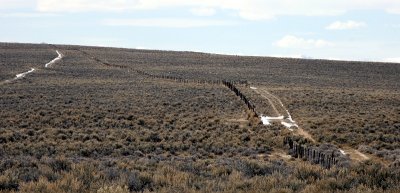 wagon tracks from Oregon trail