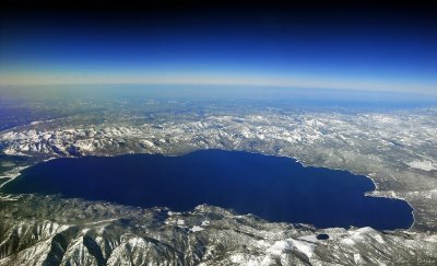 Blue Lake Tahoe at 39,000 feet