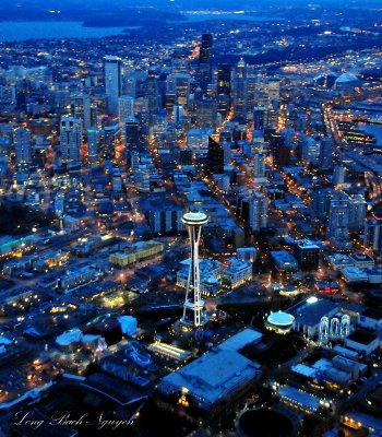 blue evening over Seattle