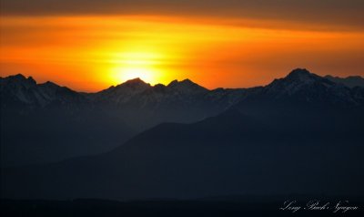 Orange Sky over Mt Constance and Olympics