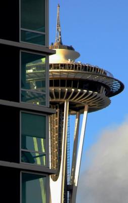 space needle and building