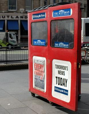 Red Newspaper stand