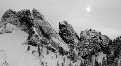 Overcoat Peak and moon