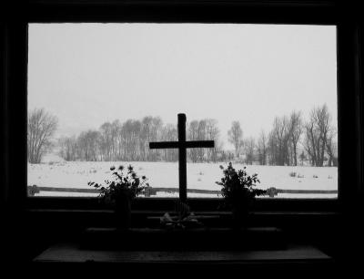 cross in window