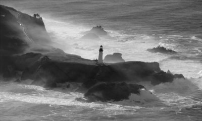 morning mists around lighthouse at Newport