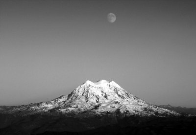 Mt Rainier and the Moon